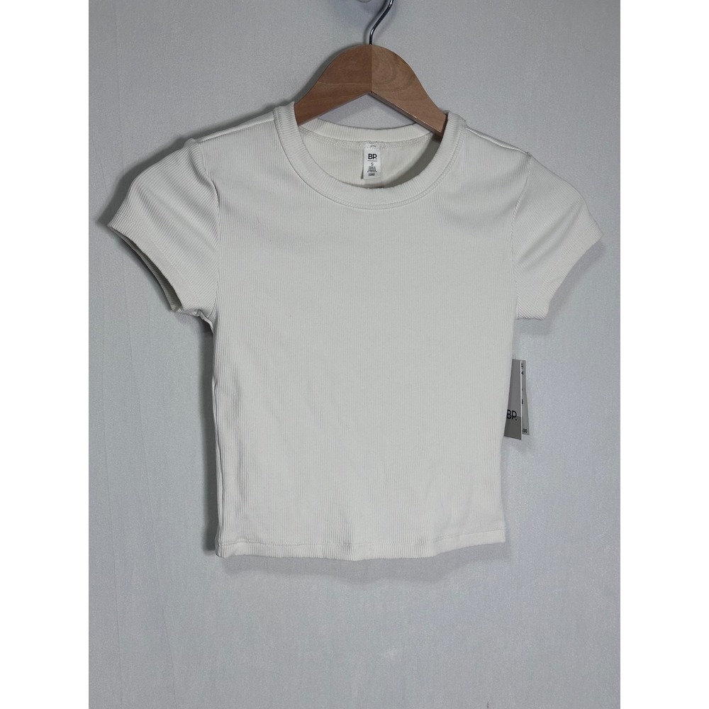 BP Nordstrom Ribbed Crop Baby Tee Ivory Short Sleeve Top BP490274MI Womens S